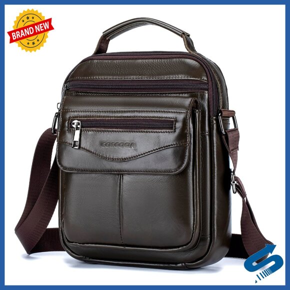 Leather Messenger Bag Crossbody Shoulder Satchel Travel Organizer Minimal